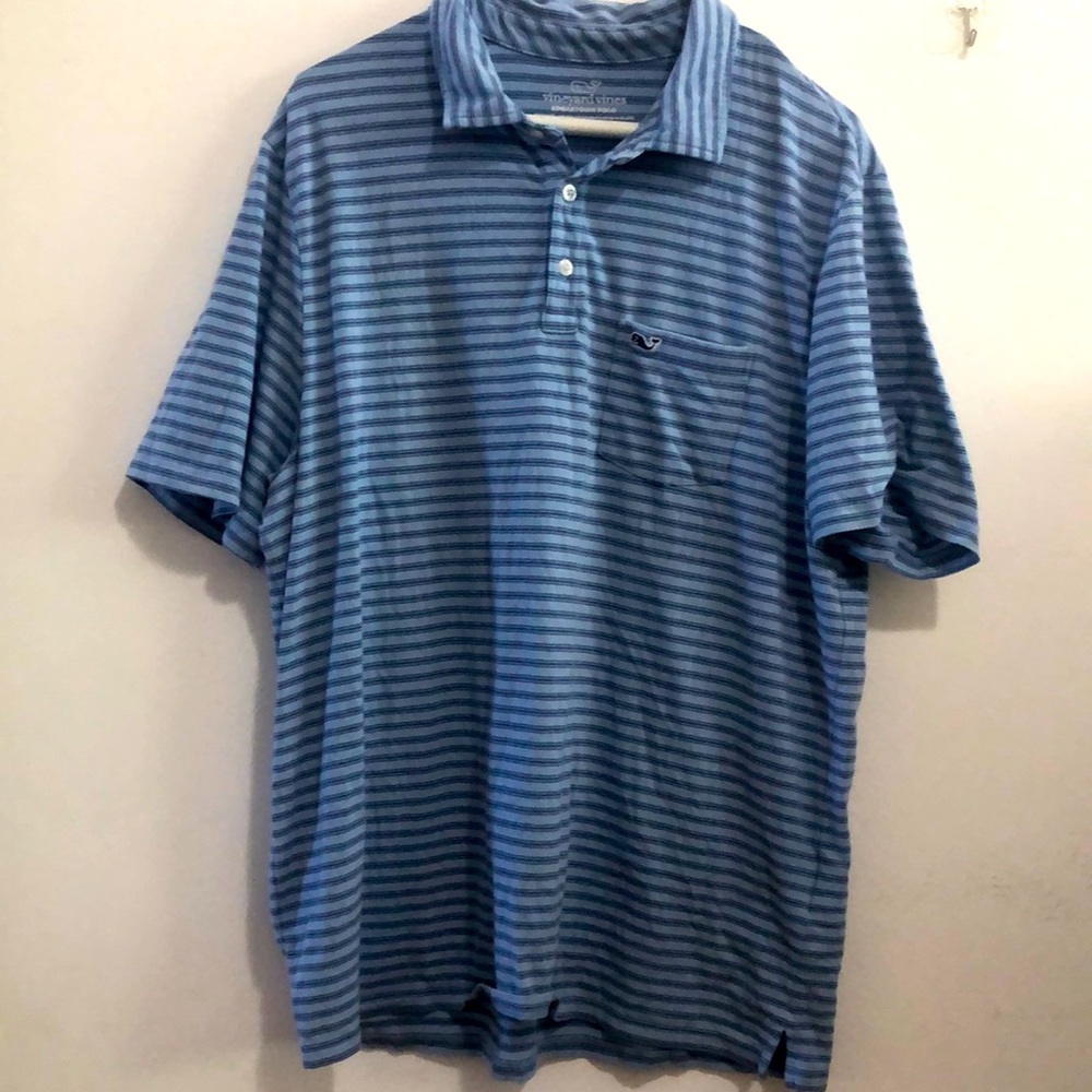 Vineyard vines edgartown blue striped polo